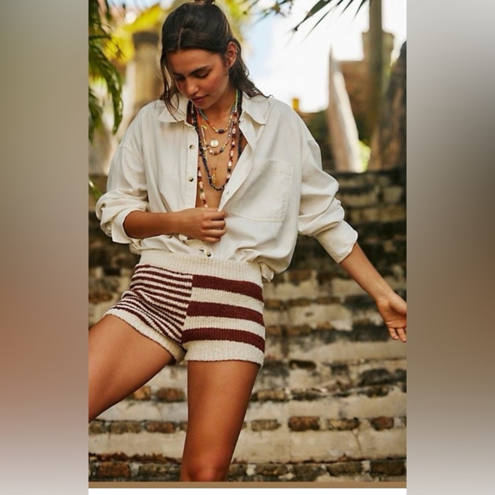 Free People/ FP Beach Striped Knit Women Shorts Size XL